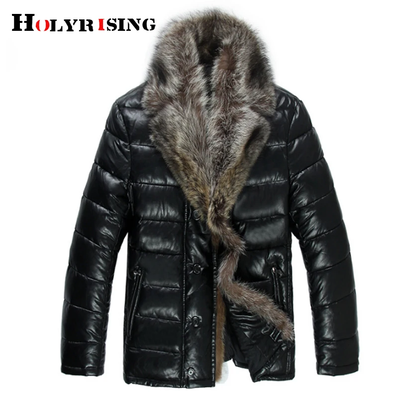 Holyrising Для мужчин и большим настоящим мехом енота меховой воротник куртки с