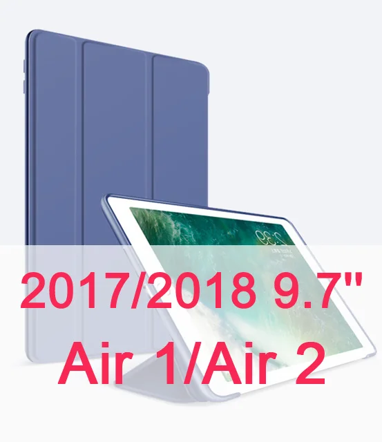 Для iPad Air 2 Air 1 чехол 9,7 Funda силиконовый мягкий задний из искусственной кожи умный чехол для iPad 7 поколения Чехол 10," - Цвет: Navy