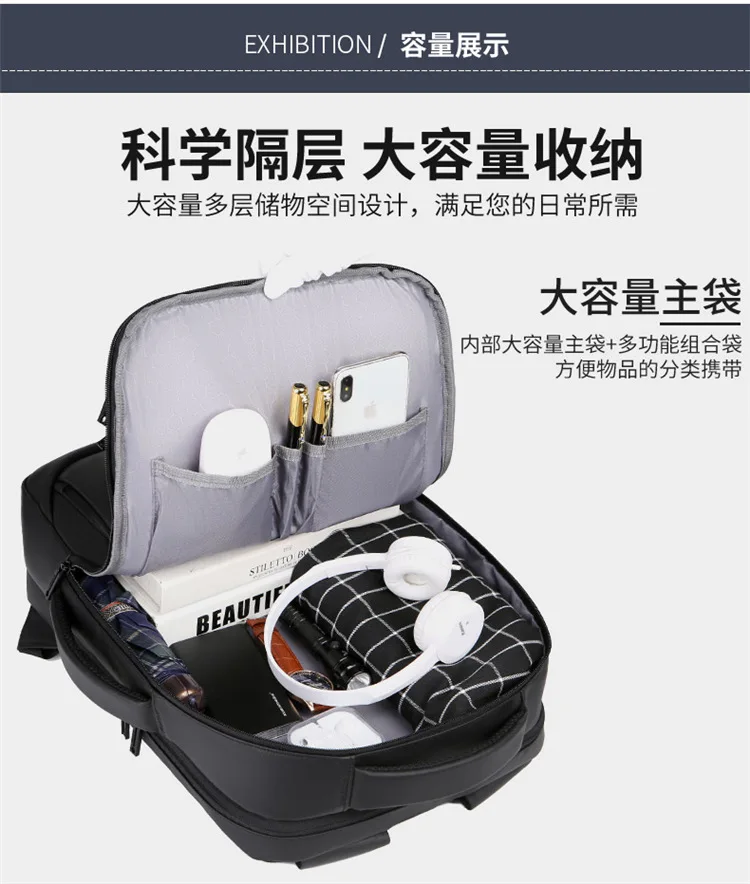 Laamei рюкзак для ноутбука мужские рюкзаки бизнес ноутбук Mochila водонепроницаемый рюкзак зарядка через usb сумки для путешествий