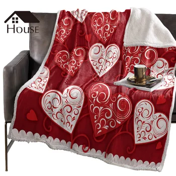 

BIGHOUSES Throw Blanket Heart Design For Valentine'S Day Fleece Blankets Personalized Blankets Bedclothes
