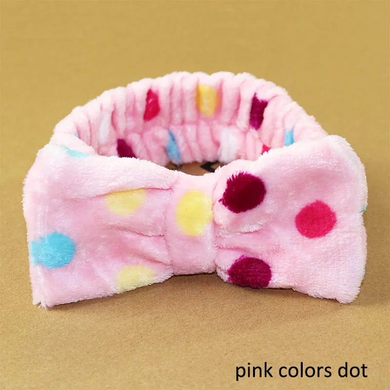 pink colors dot Многофункциональные банные повязки для волос бантик мягкий шарф лента Эластичные аксессуары для ванной комнаты полоса точка печати повязка для волос женские принадлежности - Цвет: pink colors dot