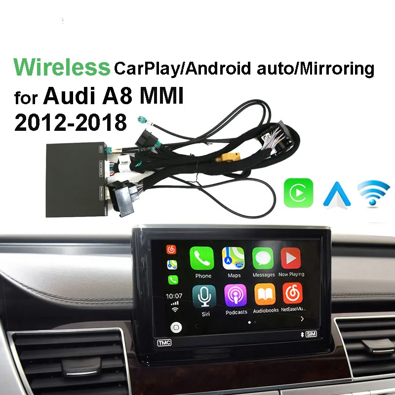 

2019 Car tv tuner Apple CarPlay Android Auto Wireless Decoder for A8 MMI 2013-2017 Original Screen Reverse Image Retrofit Kit