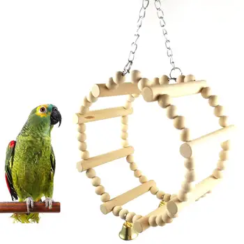 

Pet Bird Parrot Wooden Ferris Wheel Hanging Swing Ladder Stand Climbing Chew Toy