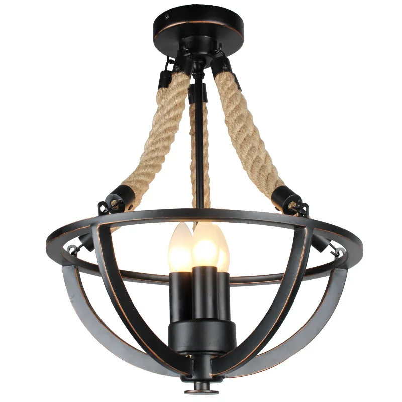 Hanglamp Американский Винтаж Лофт железная Веревка Черный потолочный светильник проходные светильники для фойе Бар Ресторан Hlaf потолочный светильник