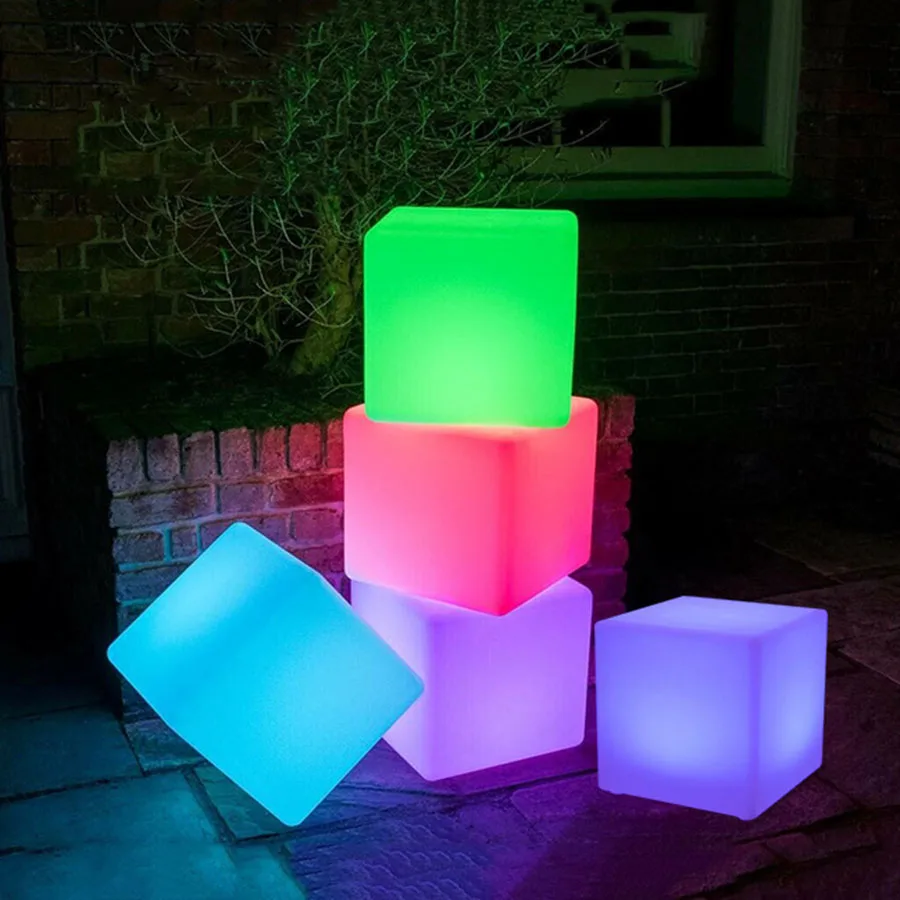 

10/20/30CM RGB Cube Seat Chair LED Light Waterproof IP65 Rechargeable Glowing Bar Table Lamp With Remote for Bar Party