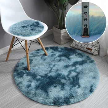 

Living Room Round Carpet Tie-Dye Plush Carpets Faux Fur Area Rug Bedroom Mat Home Decoration
