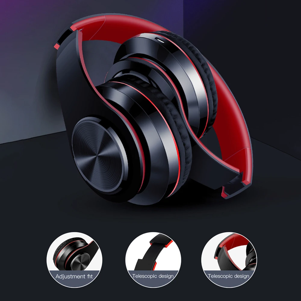 Bluetooth Headset Wireless Headphones Foldable HiFi Stereo Earphone With Mic Support SD Card FM For Xiaomi Iphone Sumsamg Phone