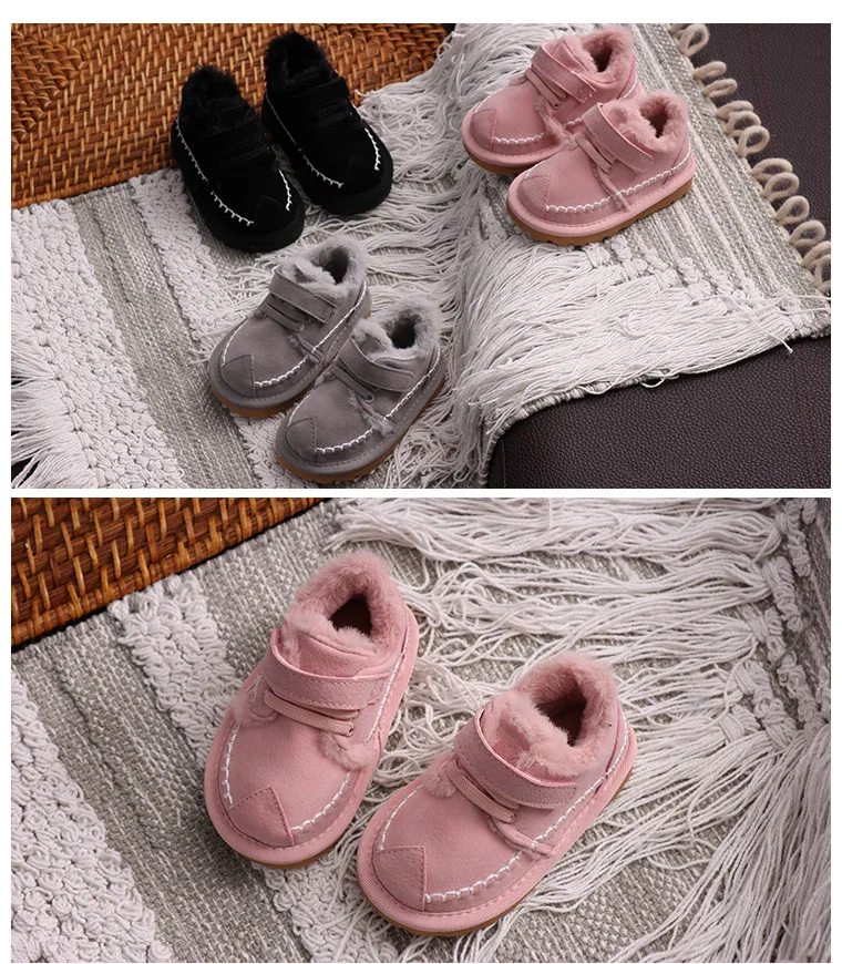 Dolakids/зимние ботинки; детская кожаная хлопковая обувь для мальчиков и девочек; бархатная обувь; Детские теплые Нескользящие повседневные ботильоны; 0-6