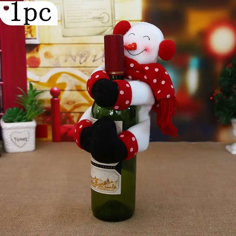 1PC H Крышка для бутылки вина пижамный комплект на Рождество, рождественские украшения для дома Санта Клаус Снеговик Рождественский чулок Рождество подарок Год Вечерние Декор поставки 1/2/3/4 шт - Цвет: 1PC H