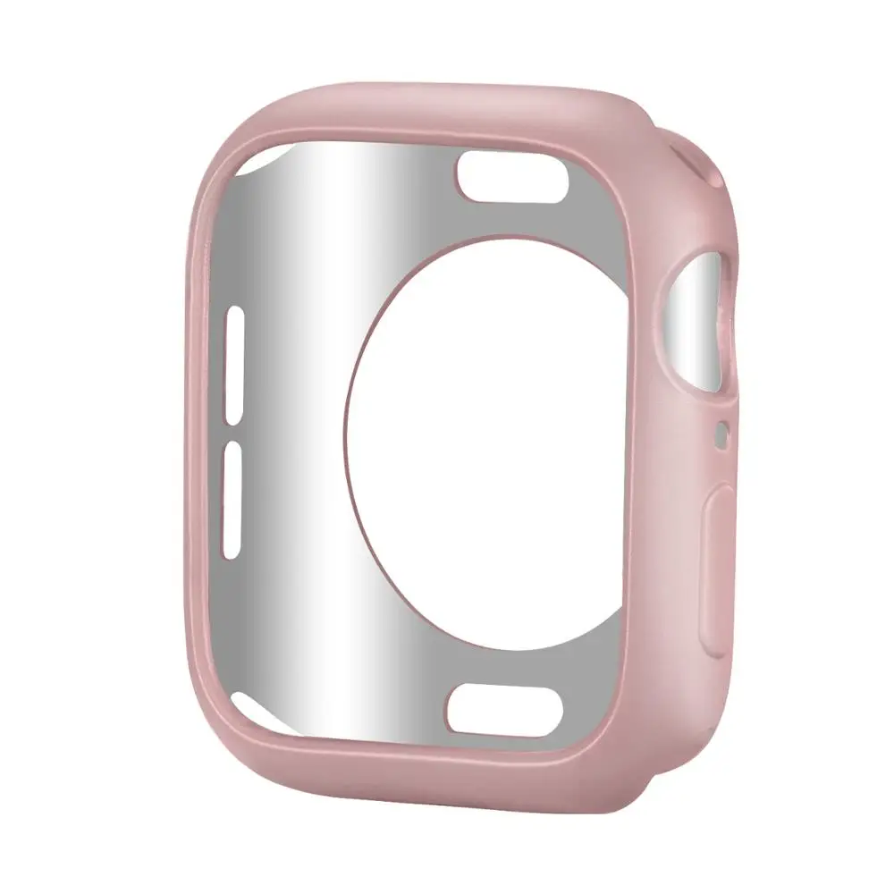 pink Защитный чехол для Apple Watch 5, 4, 3, 2, 1, 44, 40, 42, 38 мм, матовый цвет, с рисунком, ТПУ, защита от падения, бампер, чехол для iWatch - Цвет: pink