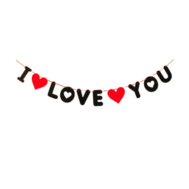 1 Набор I Love You Pull флаг красное сердце баннер с буквами День Святого Валентина украшение для свадьбы дня рождения вечерние принадлежности кулон гирлянда - Цвет: as picture