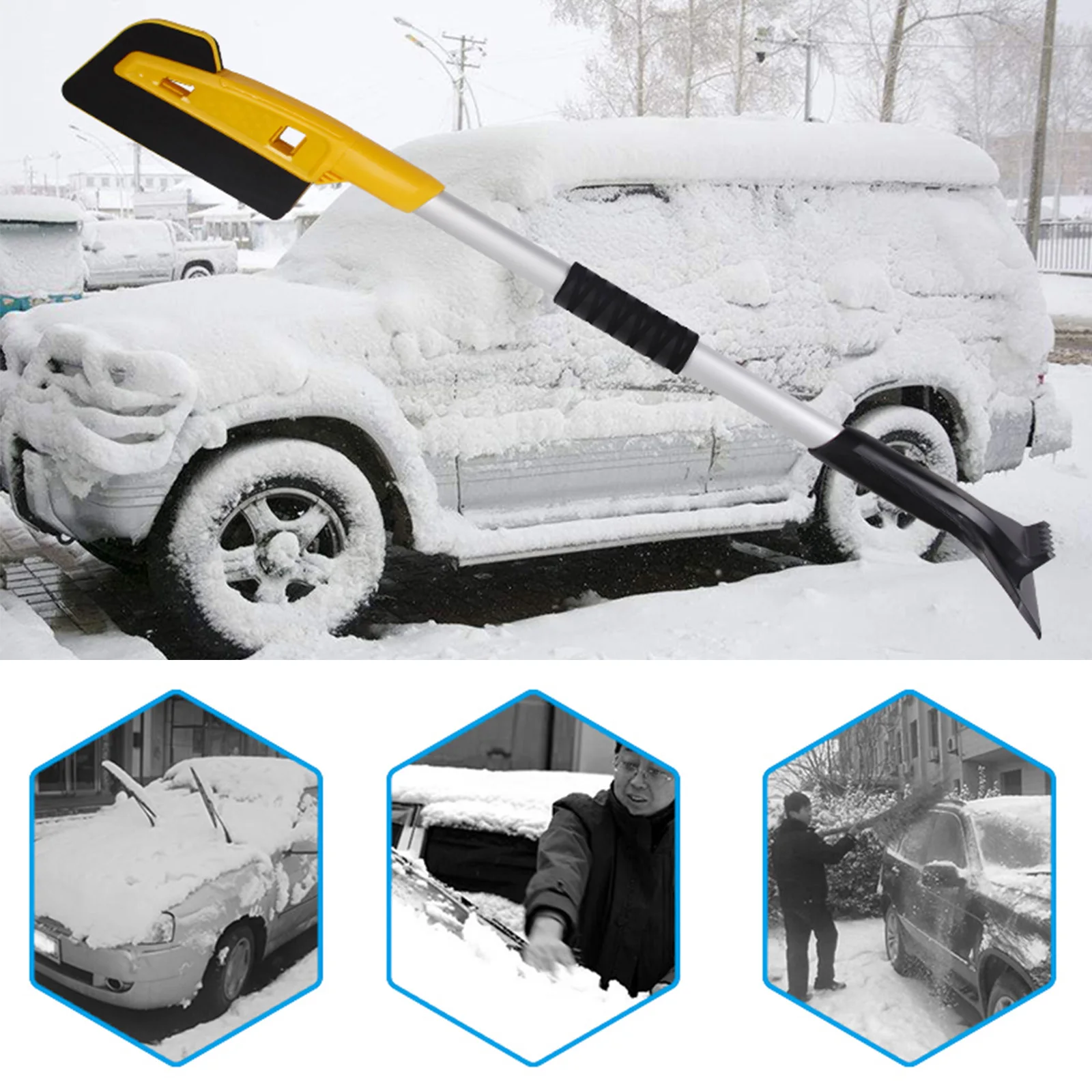 Car EVA Snow Shovel Multifunctional Snow Shovel Long Rod Deicing Ice Sweep Tool Removal Brush Winter