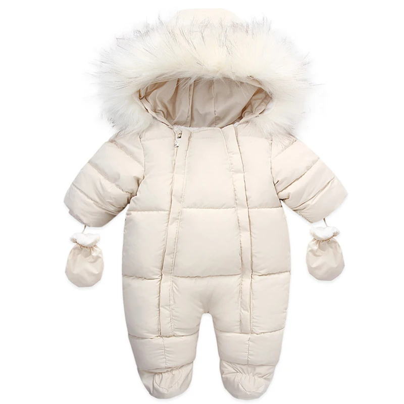0-24 Months Newborn Baby Jumpsuit Winter Cotton Romper With Gloves Hooded Thicken Boys Snowsuit Girl Clothing Set
