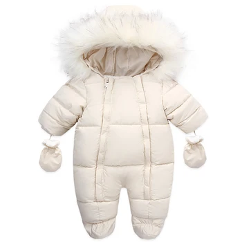 0-24 mesi tuta per neonato pagliaccetto invernale in cotone per bambini con guanti con cappuccio addensare ragazzi tuta da neve set di abbigliamento per ragazza