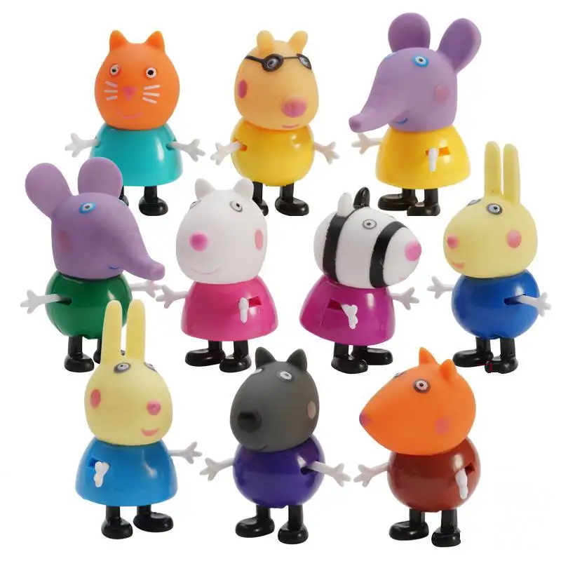 10 шт./компл. Peppa pig friend фигурка Pelucia аниме игрушки подарок для мальчика Девочки Набор