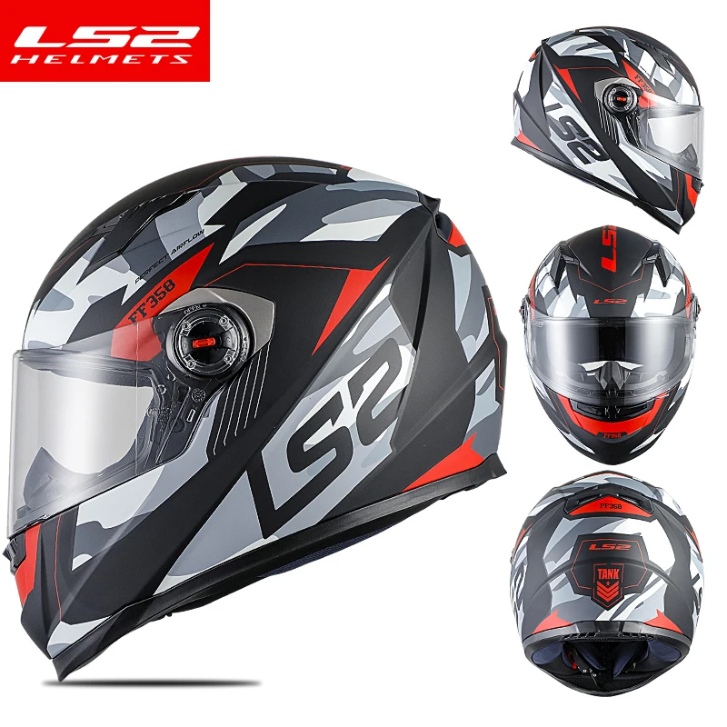 LS2 Ff358 Helm Sepeda Motor Wajah Penuh Helm Balap Pria Asli Asli ECE  Disetujui Lensa Beberapa Warna|Helm| - AliExpress