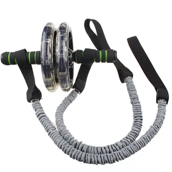 

2x Pull Rope For Waist Abdominal Slimming Fitness Equipment Double Wheels Roller
