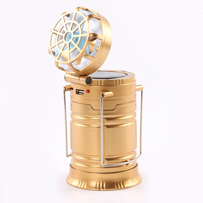 

Camping Light Solar Rechargeable Fan Multifunctional LED Light Lamp Flashlight
