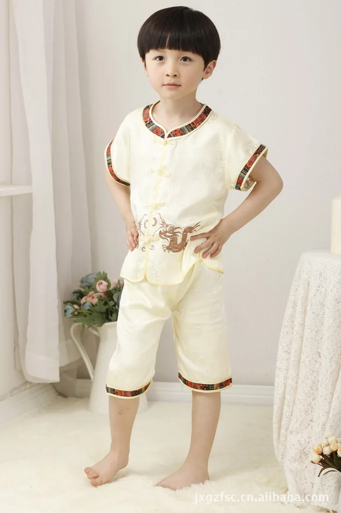 ; детский китайский костюм с короткими рукавами; китайский костюм; X114-C