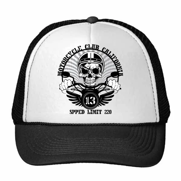 

Motorcycle Indian Human Skeleton Flamen Pattern Trucker Hat Baseball Cap Nylon Mesh Hat Cool Children Hat Adjustable Cap