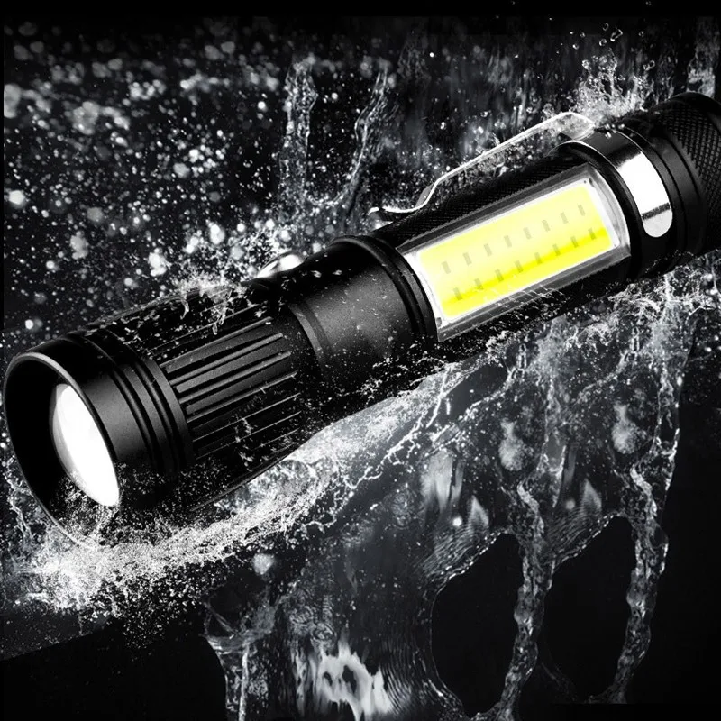 T6/L8 фонарь мощный флэш-светильник светодиодный перезаряжаемый флэш-светильник s фонарь 18650 COB двойной светильник USB масштабируемый флэш-светильник