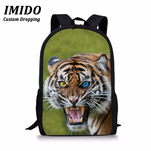 IMIDO School Bags for Boys Student Tiger Printing Primary Orthopedic Backpack Schoolbag Preppy Style Children Satchel Mochilas - Цвет: WLL5855