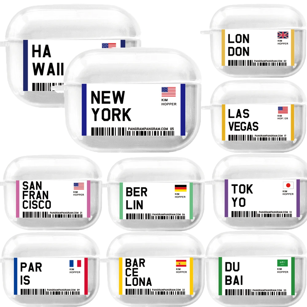 Мягкий прозрачный защитный чехол для наушников Apple Airpods Pro 3rd New York Paris Air билетов TWS