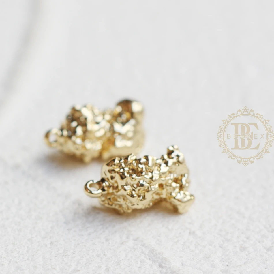 Premium Plated Solid Brass Nugget - 13x7mm