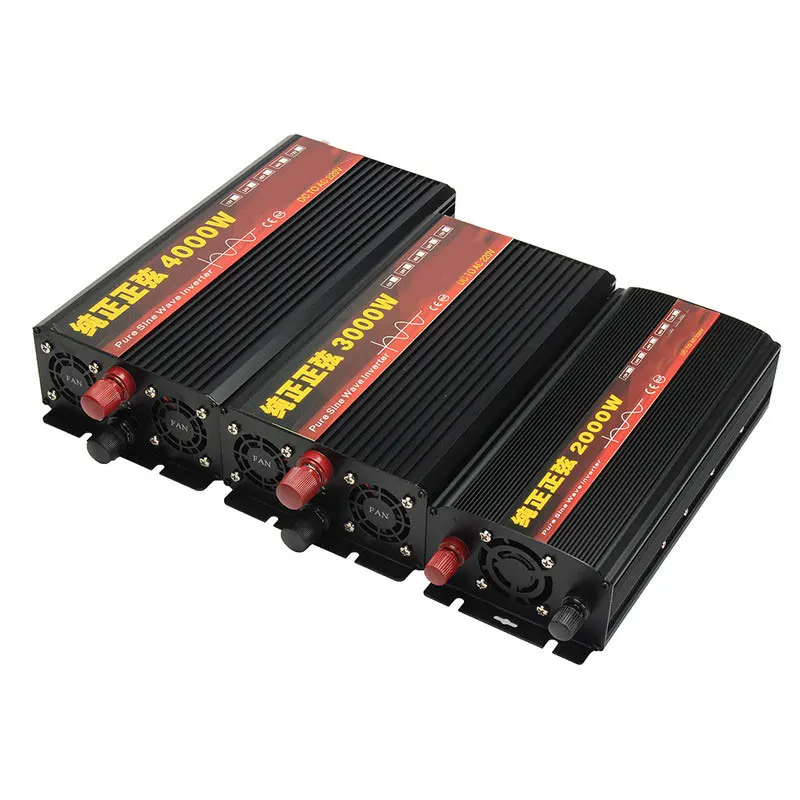 Инвертор 12 V/24 V 220V 2000/3000/4000W Напряжение трансформатор с немодулированным синусоидальным сигналом Мощность инвертор DC12V к переменному току 220V преобразователь+ 2 светодиодный Дисплей