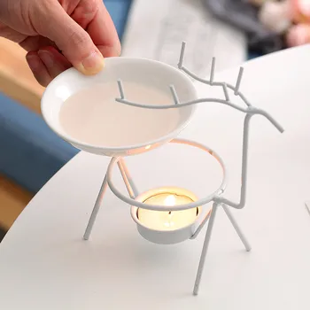 

Modern Design Insense Burner Pocelain Creative Deer Candle Holder Lamp Aroma Burner Living Room Encensoir Home Decoration EB5XX