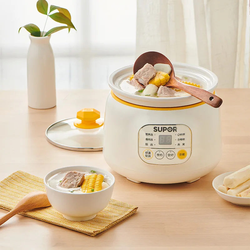 220V 1L Mini Electric Food Stewing Pot Automatic Porridge Dessert Baby Food Slow Stewer Portable Multi Cooker 2