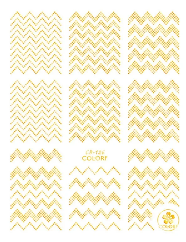 5sheet Colorful Black/White Japanese Nail Stickers Designs Gummed 3D Nail Art Stickers Decals Makep Art Decorations CB124-128 - Color: CB126 5 sheet Gold