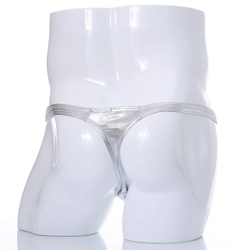 Мужские стринги и с Т образным ремешком сексуальные трусы из искусственной кожи