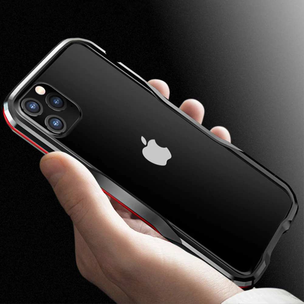 Чехол-бампер с металлической рамкой для iPhone 11 Pro Max, двусторонний противоударный защитный чехол, двойной цветной чехол с сегментированным краем, установленная крышка