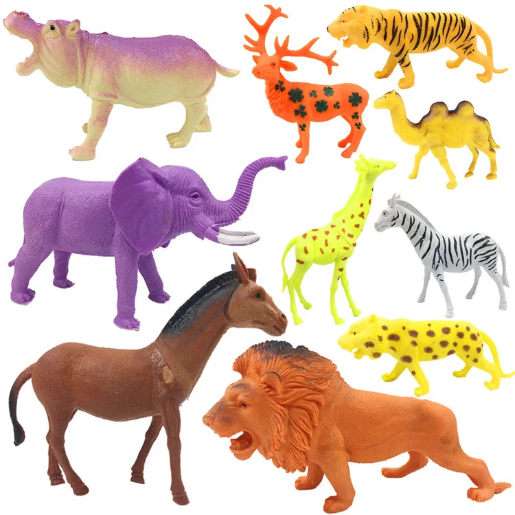 

Children Model Soft Silcone Forest Wild Toy Animals Elephant Tiger Cheetah Lion Angle Deer 10-Piece Set Decoration