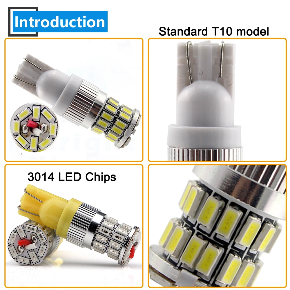 4 шт 12V 24V T10 3014 36 СИД SMD светодиодный лампы W5W 194 путь осветительный прибор Габаритные огни белого цвета-красный, желтый, 440LM