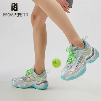 

Women Dad Sneakers Platform Leather Mesh Sports Sneakers Lace Up Thick Bottom Trainers Shoes Girls Casual Sneakers Men Women