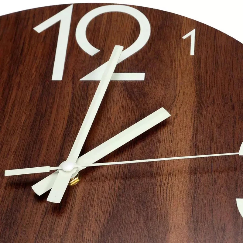 12 Inch Luminous Wall Clock Silent for Kitchen Living Room Decoration Glow in Night Wooden Number Wall Clock Art Home Decor
