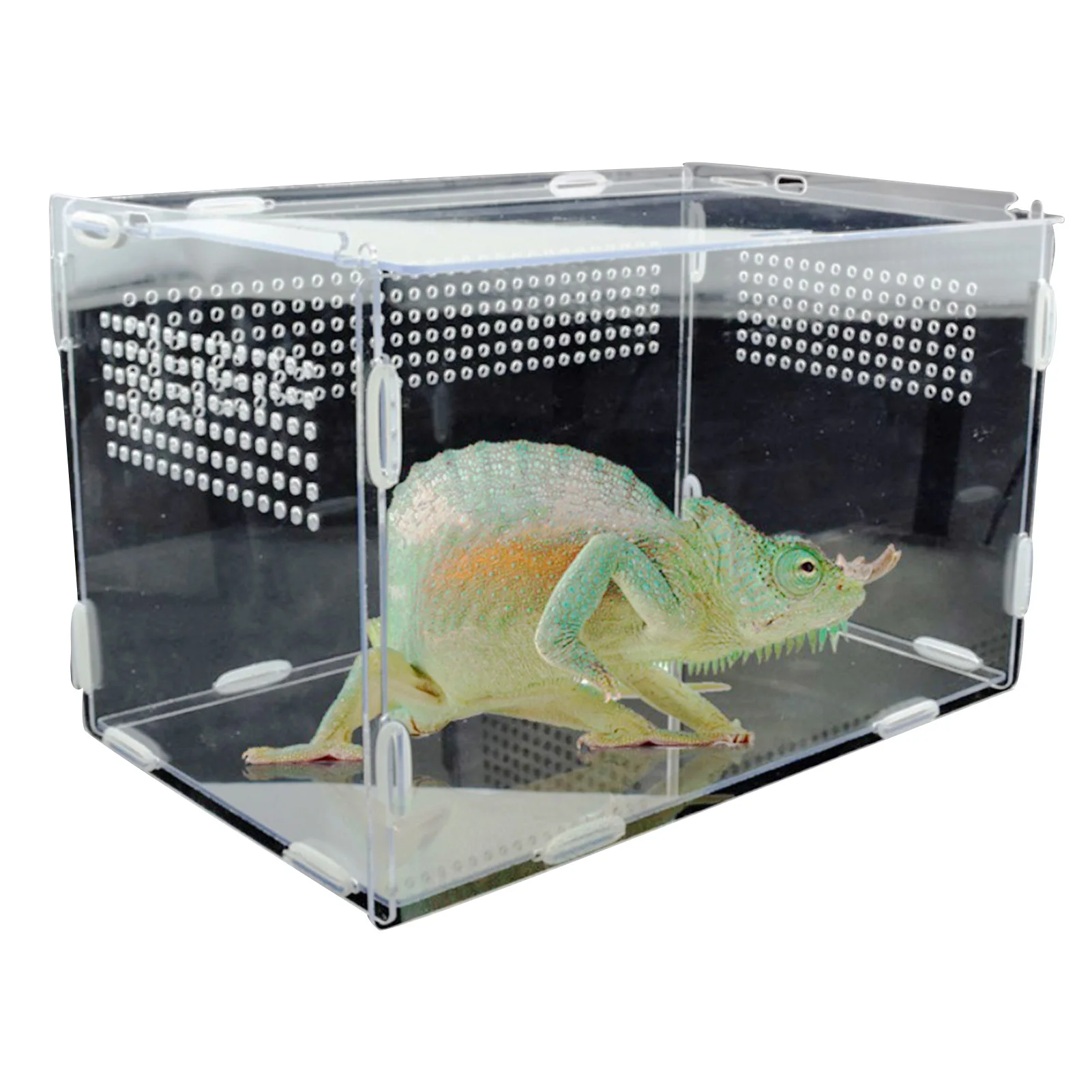 Glass Reptile Terrarium Transparent Reptile Breeding Box Acrylic Feeding Box 360 Degree High Transparent Reptile Tank Pet Climbing Terrarium