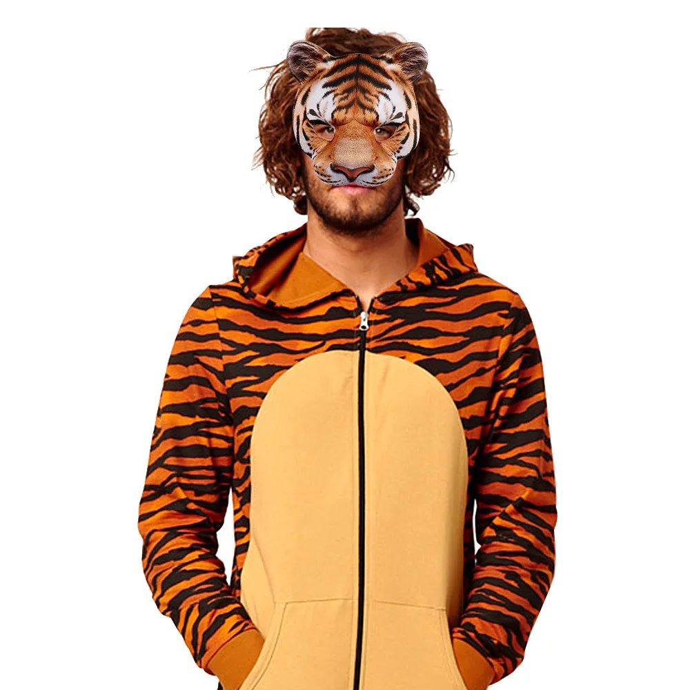 

3D Tiger Mask Half Face Mask Halloween Costume Party Decorations Soft Cosplay Props Scared Halloween Carnival Mask