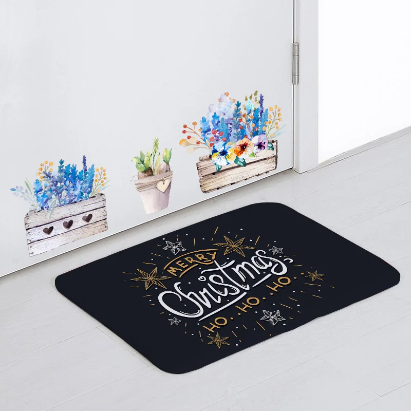

Cartoon Fun Christmas Bathroom Mat New Year Gift Elf Door Mat Decoration Yellow Cabin Santa Bear Snowman Kid Protection Rug