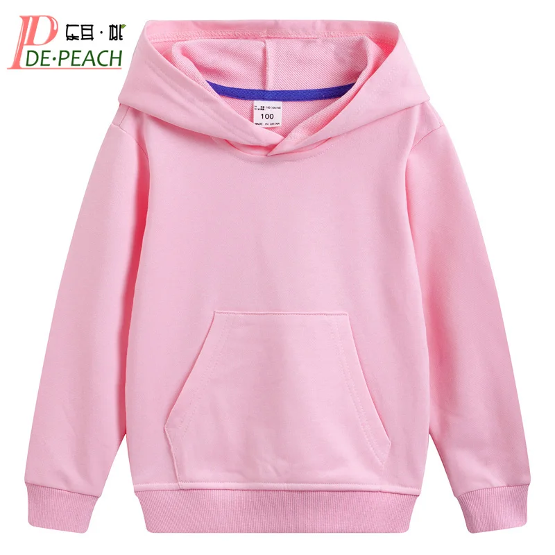 DE PEACH Autumn Winter Cotton Kids Girls Boys Hoodies Outerwear Teenager Children Hooded Pullover S