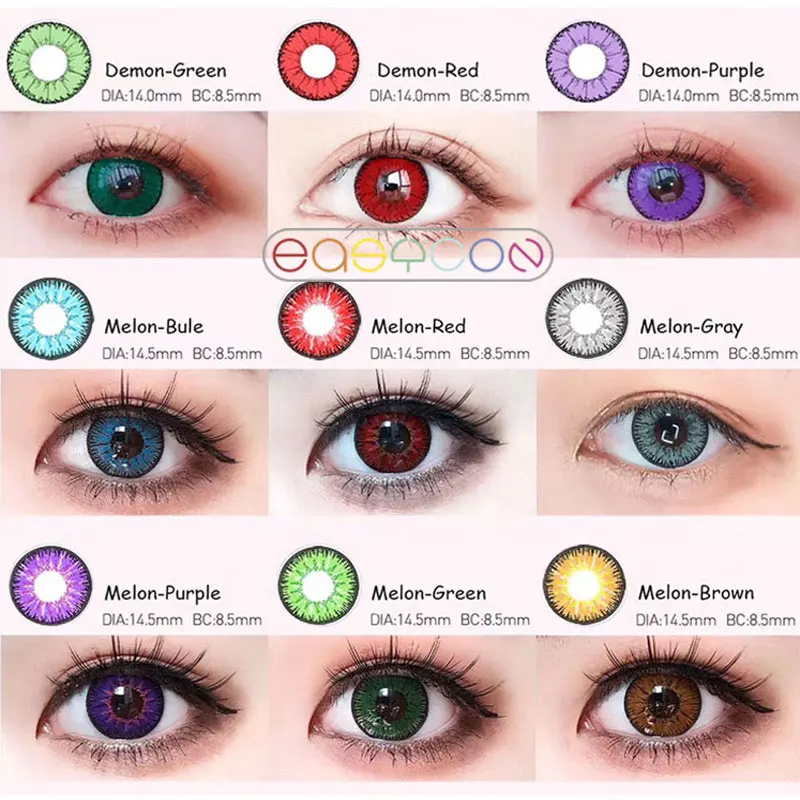 Easysmall Cosplay azul ojos crarzy lentes de contacto anual de belleza alumno de fiesta colorido 2 unids/par miopía receta