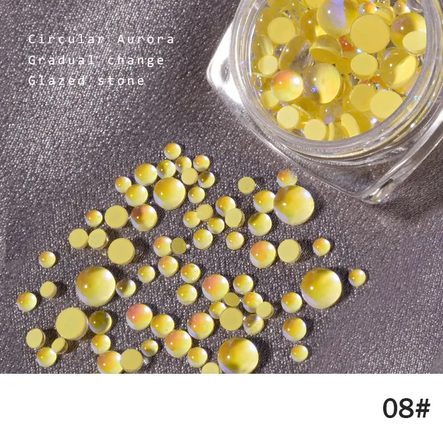 FlorVida 20pcs Sweet Heart Mermaid Rhinestone Beads Holographic Crystal Gems Stones For Nail Art Decorations Mix Size Box Kawaii 100pcs Round 08