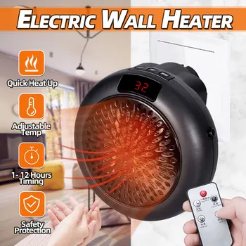 

900W Portable Electric Space Heater Wall Mount Home Office Desktop Warm Air Heater Warmer Fan Silent Remote Fast Heat Thermostat