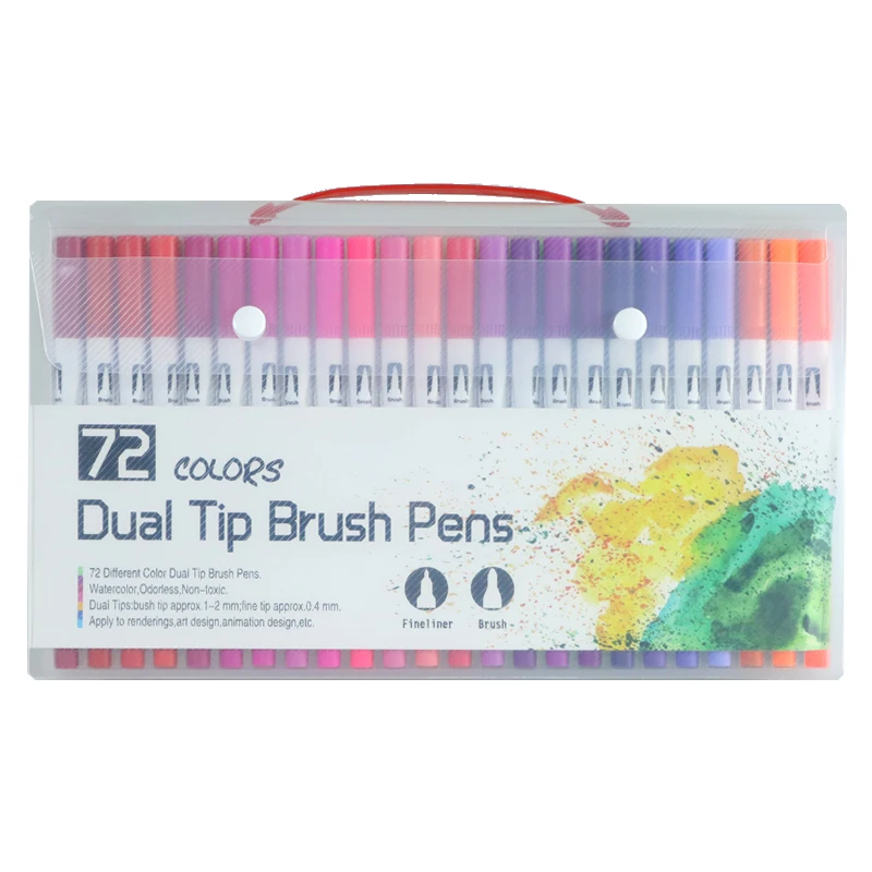 100 шт цветные ручки с двойным наконечником для кистей и карандашей для рисования акварельные маркеры для раскрашивания манга каллиграфии - Цвет: 72 Color White