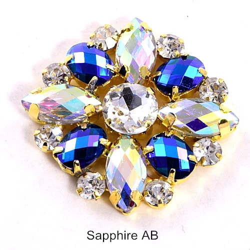 Sapphire AB-1 Кристалл 3 см пришивные стразы, аппликация в форме капли стрекозы, медаль со стразами для украшения свадебного платья B1333 - Цвет: Sapphire AB-1
