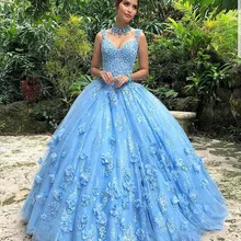 Бальные платья бальное платье с v-образным вырезом и 3D цветами красивое свадебное платье vestidos de quinceanerae