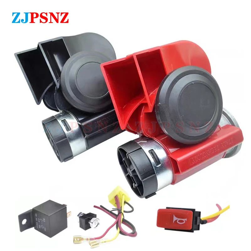 

12V 24V Dual Tone Horns Kit Snail Air Horn Waterproof Auto Twin Dual Tone Compact Horn For Car Auto Motorcycle 132db Super Loud