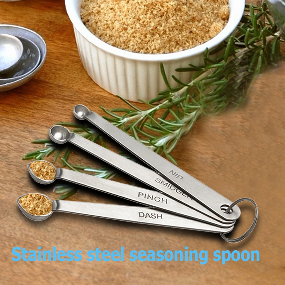 4pcs/set Kitchen Measuring Spoon Stainless Steel Spice Spoons Baking Cooking Measuring Tool Kitchen Spoons Tools